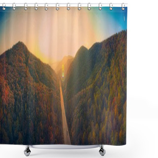 Personality  Panoramic Shot Of The Beautiful Blue Ridge Mountains In North Carolina Shower Curtains