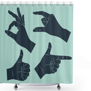 Personality  Human Hand With Various Gestures Shower Curtains