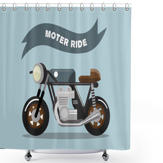 Personality  Old School Motorcycle. Vintage Rider Style.  Flat Design Element Shower Curtains