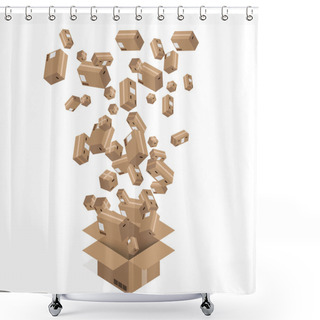 Personality  Vector Modern Cardboard Boxes Set. Delivery Shower Curtains