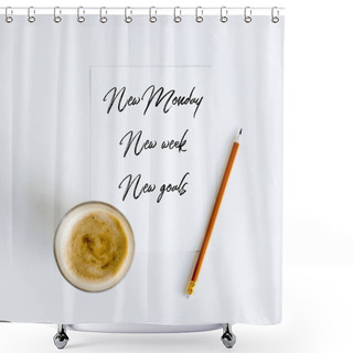 Personality  Coffee On Paper With Pencil Shower Curtains