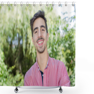Personality  Happy Young Casual Man Outdoor Portrait Shower Curtains