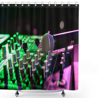 Personality  Sound Mixer With Microphone In Nightclub Shower Curtains