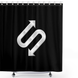Personality  Arrow With Two Points In S Shape Silver Plated Metallic Icon Shower Curtains