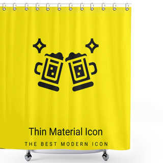 Personality  Beer Minimal Bright Yellow Material Icon Shower Curtains