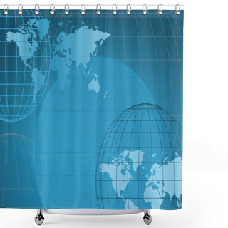 Personality  Background With Globe And Map Shower Curtains