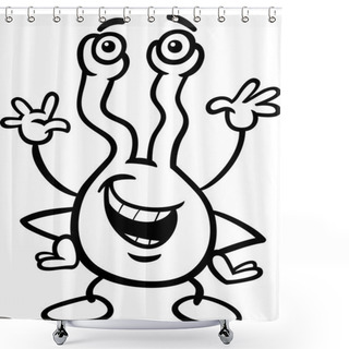 Personality  Strange Alien Cartoon Coloring Page Shower Curtains