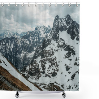Personality  Winter Landscape With Scenic Peaks Covered With Snow, Morskie Oko, Sea Eye, Tatra National Park, Poland Shower Curtains