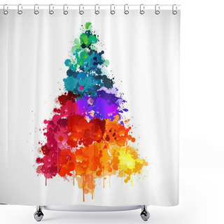 Personality  Colorful Abstract Paint Spash Christmas Tree Shower Curtains