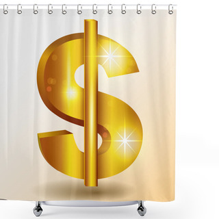 Personality  Golden Dollar Sign, Vector Design Shower Curtains