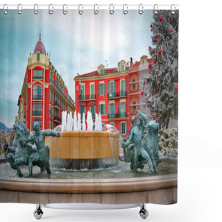 Personality  Plaza Massena Square In Nice, France Shower Curtains