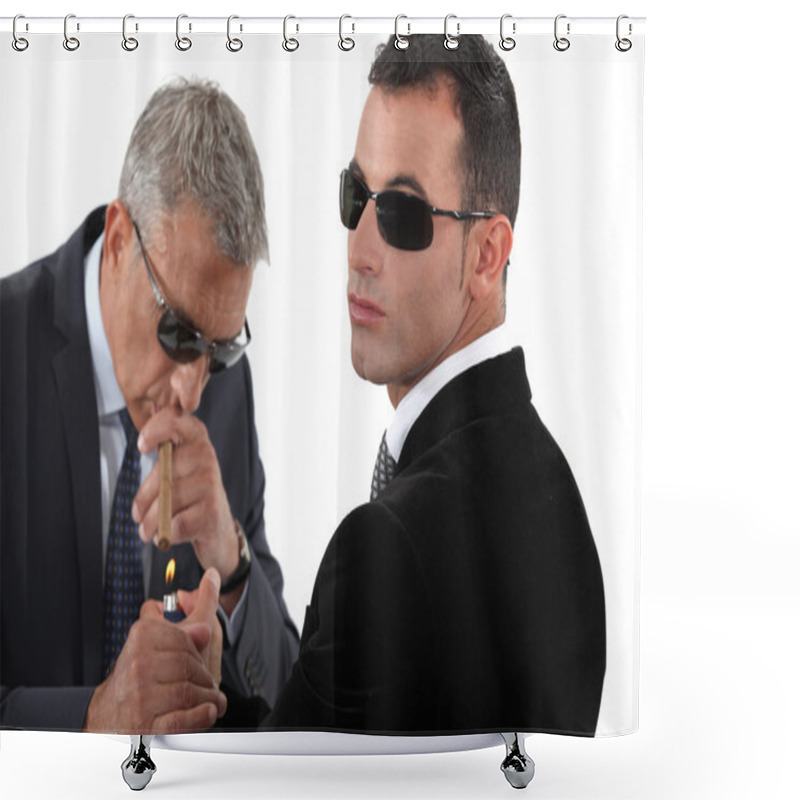 Personality  Businessmen Wearing Sunglasses And Smoking A Cigar Shower Curtains