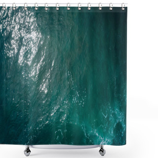 Personality  Drone Aerial View Of Sea Wave Surface Shower Curtains