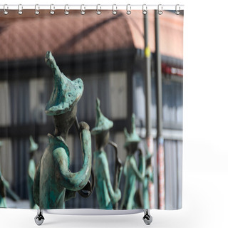 Personality  Statues Of 21 Musicians In Front Of Administrative Building Shower Curtains