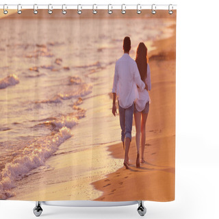 Personality  Young Couple  On Beach Have Fun Shower Curtains