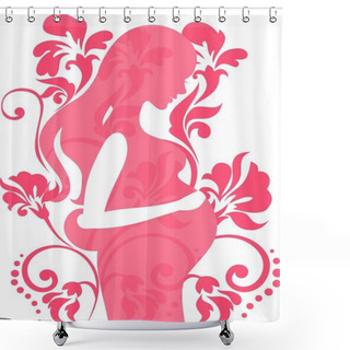 Personality  Background With Silhouette Of Pregnant Woman Shower Curtains
