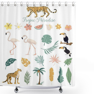 Personality  Tropic Paradise Animals Flowers And Plants Shower Curtains