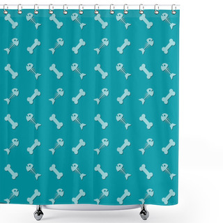 Personality  Seamless Background With Fish And Bones - Vector Illustration Shower Curtains