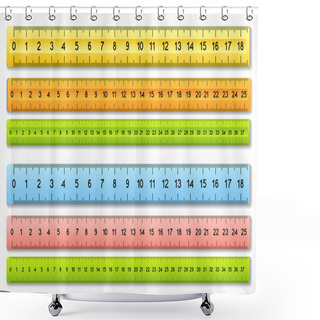 Personality  The Six Color Rulers. Vector Illustration Shower Curtains