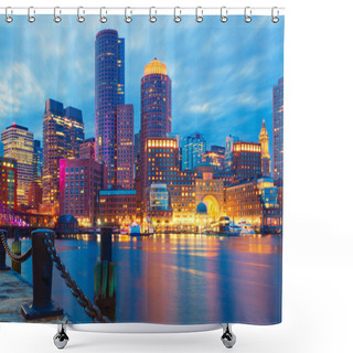 Personality  Boston Harbor And Financial District Shower Curtains