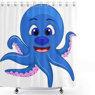 Personality  Cute Blue Octopus Cartoon Shower Curtains