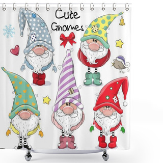 Personality  Set Of Cute Cartoon Gnomes Shower Curtains