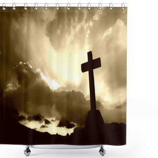 Personality  Sunset Cross Shower Curtains