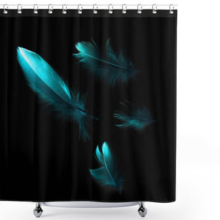Personality  Bird Feather On Black Background Shower Curtains
