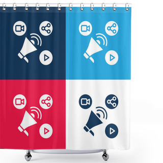Personality  Ads Blue And Red Four Color Minimal Icon Set Shower Curtains