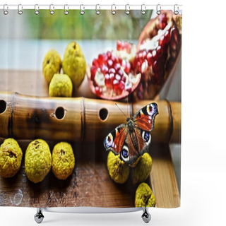 Personality  Butterfly And Fruits Shower Curtains