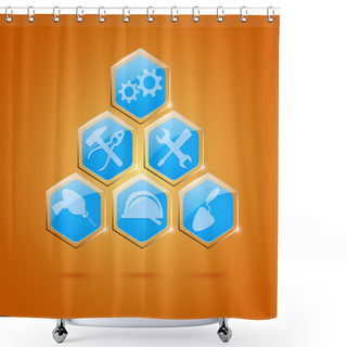 Personality  Different Kind Of Tools Icons - Vector Icon Set Shower Curtains