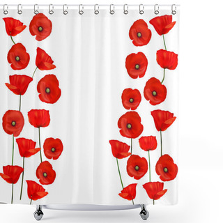 Personality  Background With Beautiful Red Poppies. Vector Illustration Shower Curtains