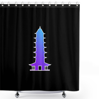 Personality  Auspicious Light Pagoda Blue Gradient Vector Icon Shower Curtains