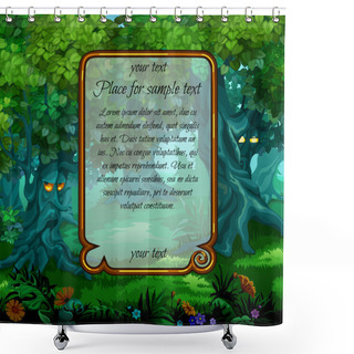 Personality  Landscape With Mystical Nature And Frame For Text Shower Curtains