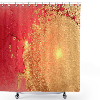 Personality  Abstract Gold, Red And Raspberry Marble Pattern With Sparkles Shower Curtains