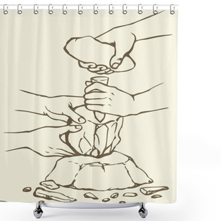 Personality  Vector Illustration. Primitive People Make Stone Tools Shower Curtains