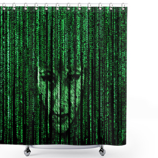 Personality  Woman Face In Matrix Shower Curtains