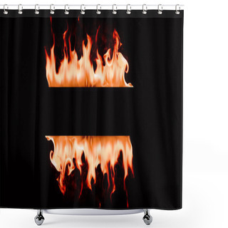 Personality  Close Up View Of Burning Orange Flame Lines On Black Backdrop Shower Curtains