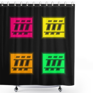 Personality  Belo Horizonte Metro Logo Four Color Glowing Neon Vector Icon Shower Curtains