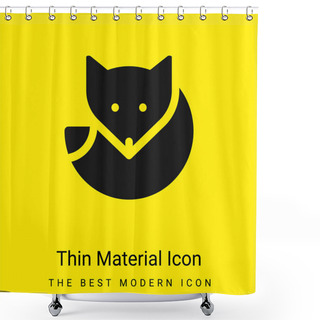 Personality  Arctic Fox Minimal Bright Yellow Material Icon Shower Curtains