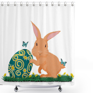 Personality  Rabbit Hold Easter Egg Shower Curtains