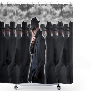 Personality  Man Making A Silence Gesture Shower Curtains