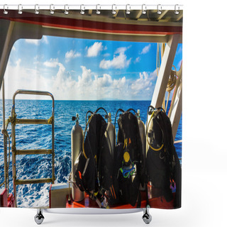 Personality  Scuba Diving Kit Set Up Ready For Dive Shower Curtains