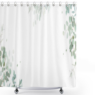 Personality  Herbal Eucalyptus Selection Vector Frame. Hand Painted Branches, Leaves On White Background. Greenery Wedding Simple Minimalist Invitation. Watercolor Style Card. Elements Are Isolated And Editable Shower Curtains