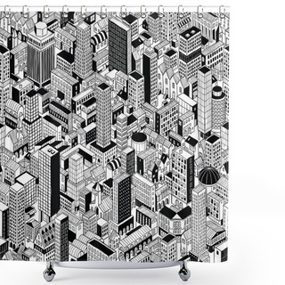 Personality  Generic City Seamless Pattern Isometric Shower Curtains
