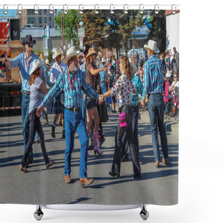 Personality  Square Dance On The Street At Calgary Stampede Parade Shower Curtains
