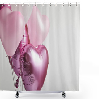 Personality  Heart-shaped Pink Air Balloons Isolated On White With Copy Space Shower Curtains