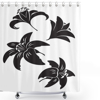 Personality  Silhouette Of  Lily Flower Shower Curtains