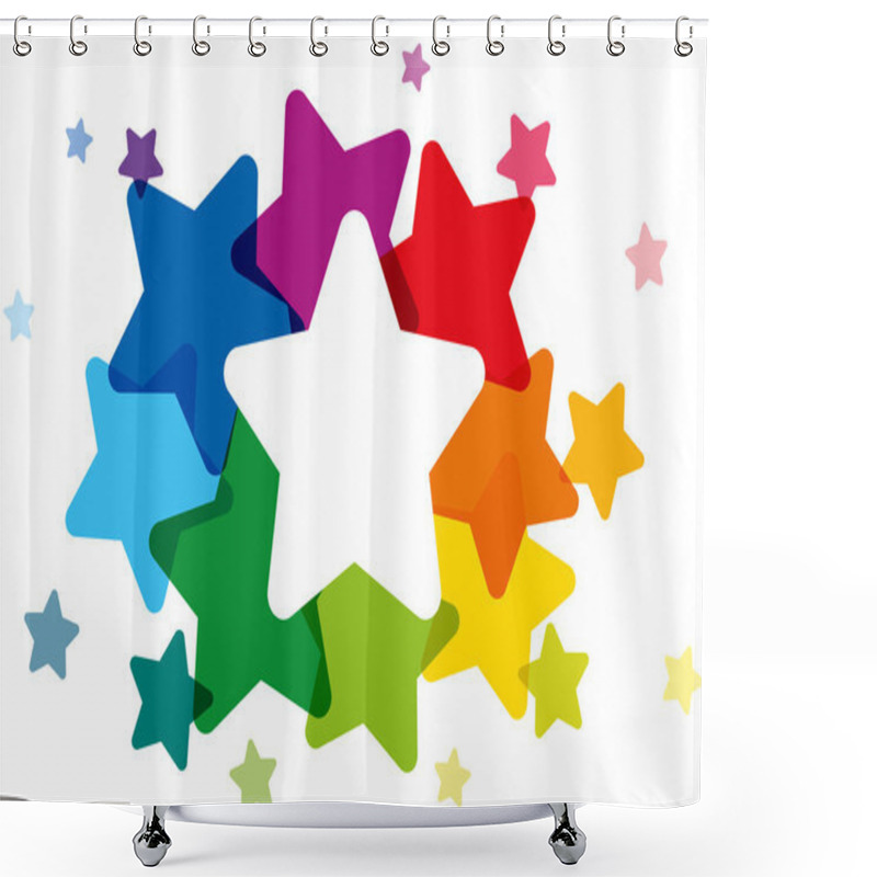 Personality  Rainbow Colored Stars Shower Curtains