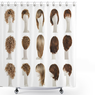 Personality  Hair Wig Over The Mannequin Head Set Shower Curtains